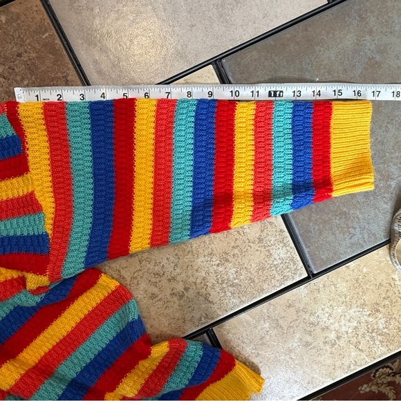 Fantaslook Sweater Chunky Knit Rainbow XL Striped Pullover Top Retro Y2K Bright - Picture 9 of 10